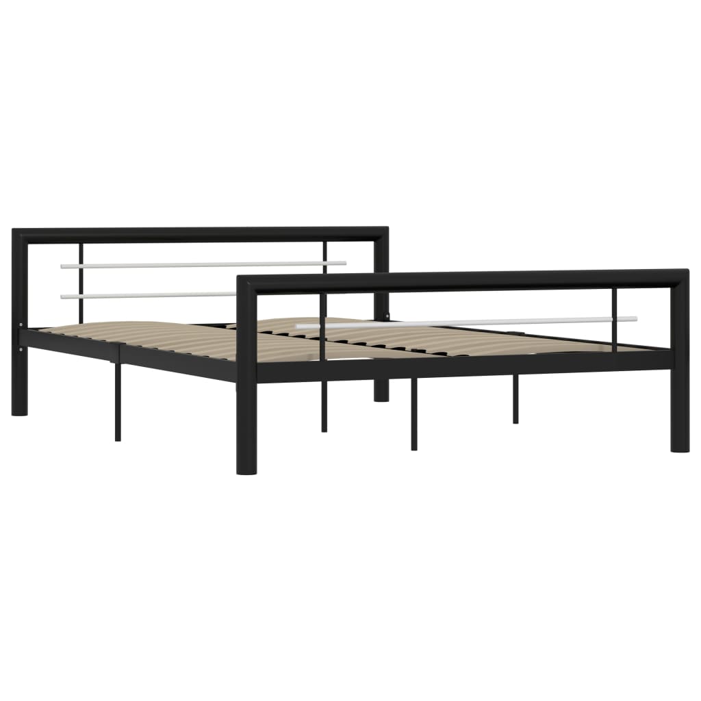 Okvir za krevet crno-bijeli metalni 160 x 200 cm