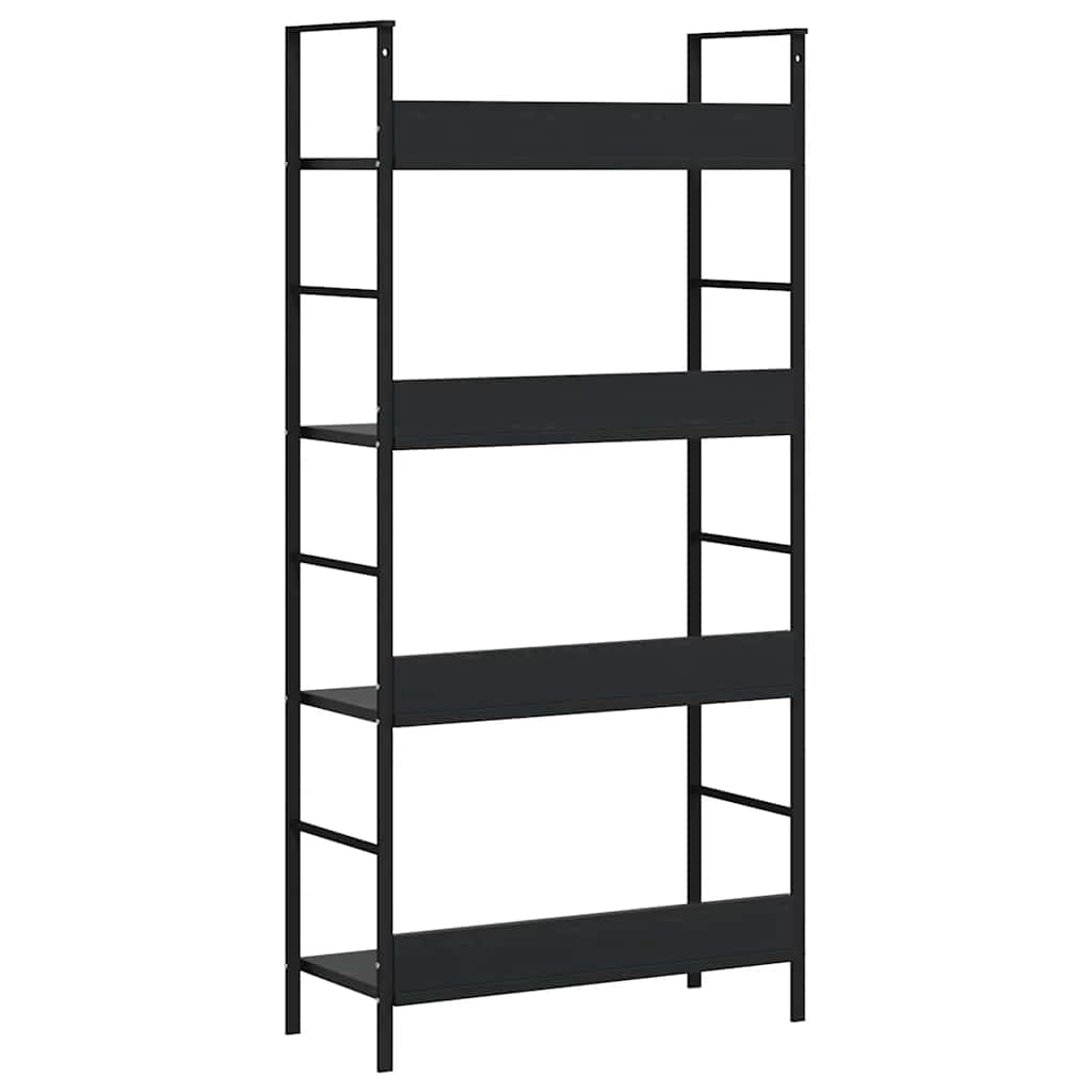 Police za knjige s 4 razine crne 60 x 27,6 x 124,5 cm drvene