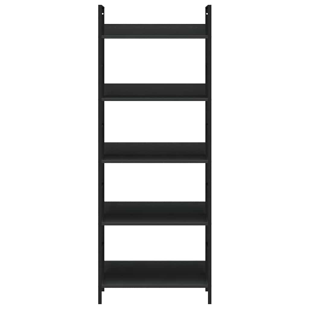 Police za knjige s 5 razina crne 60 x 27,6 x 158,5 cm drvene