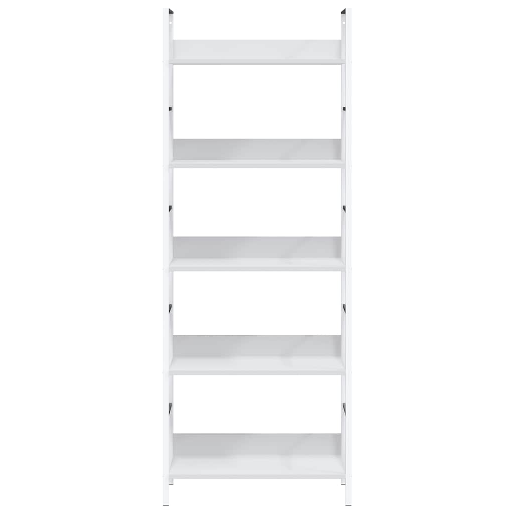 Police za knjige s 5 razina crne 60 x 27,6 x 158,5 cm drvene