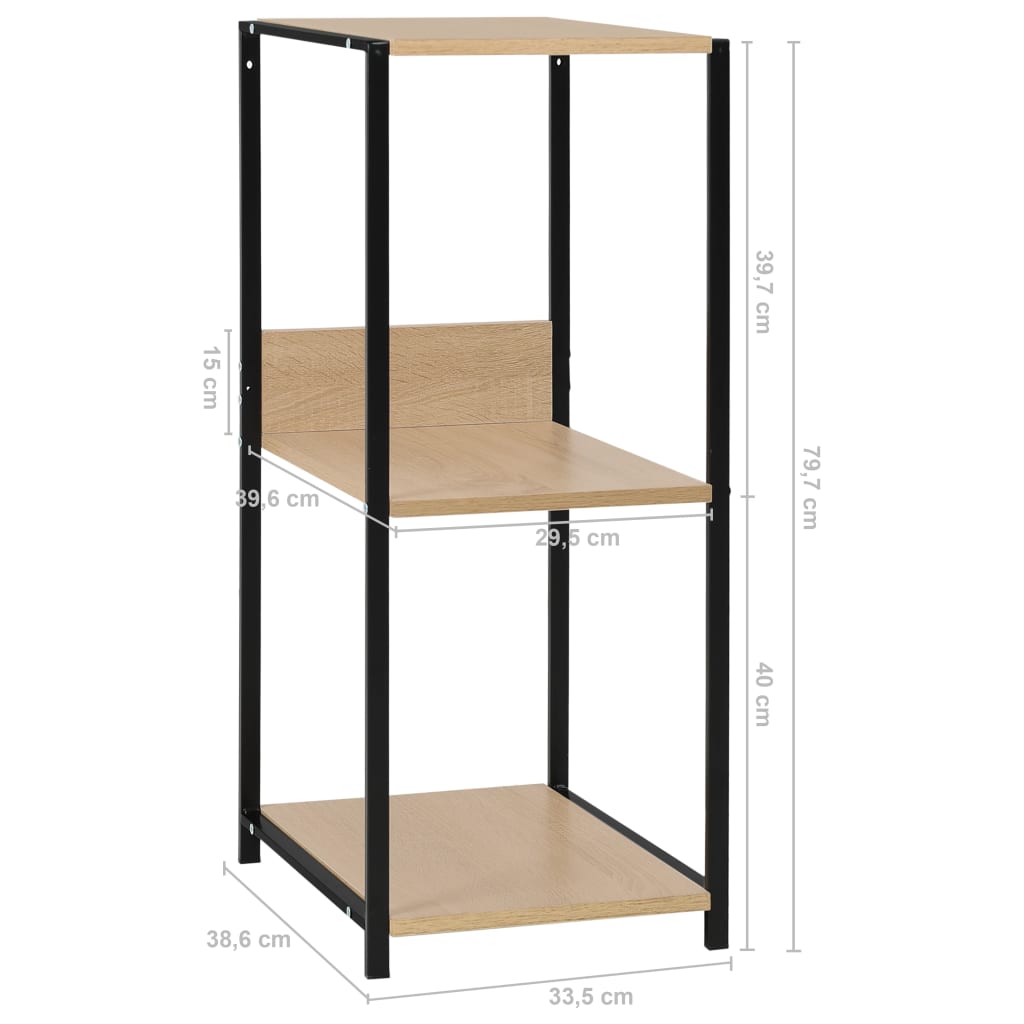 Male ravne police za knjige crne i hrast 33,5x39,6x79,7 cm drvo