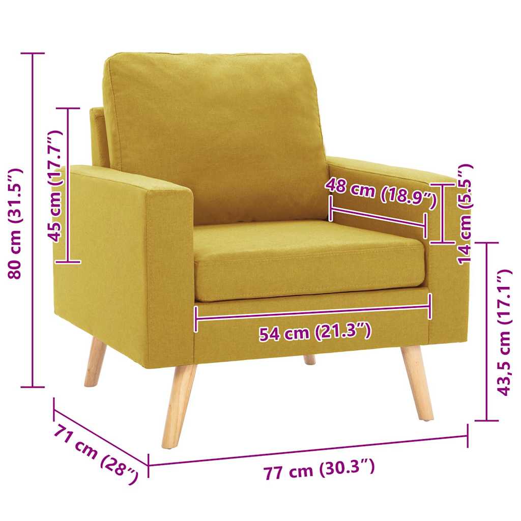 Fotelja od tkanine žuta
