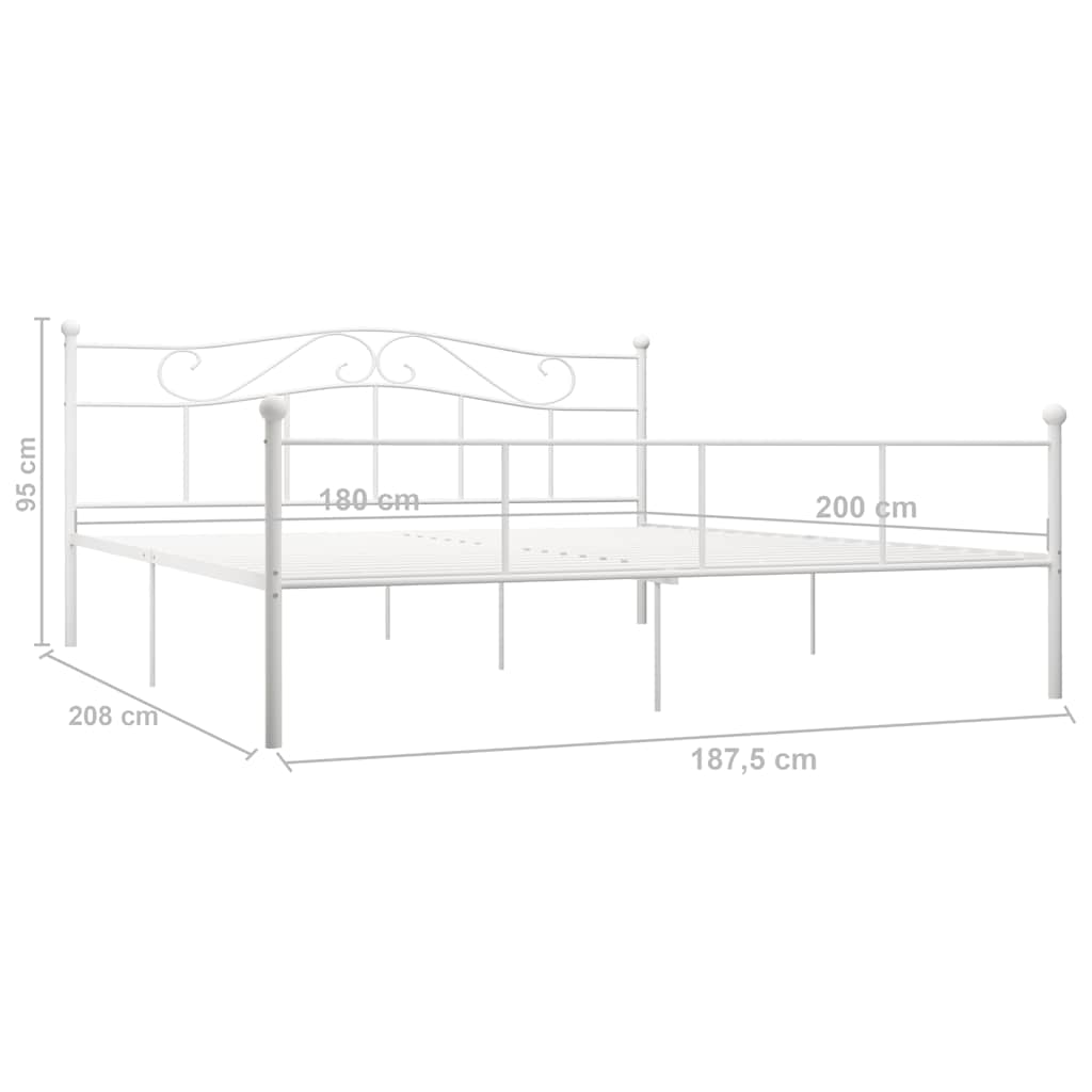 Okvir za krevet bijeli metalni 180 x 200 cm