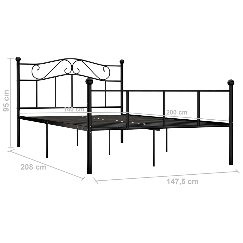 Okvir za krevet crni metalni 140 x 200 cm