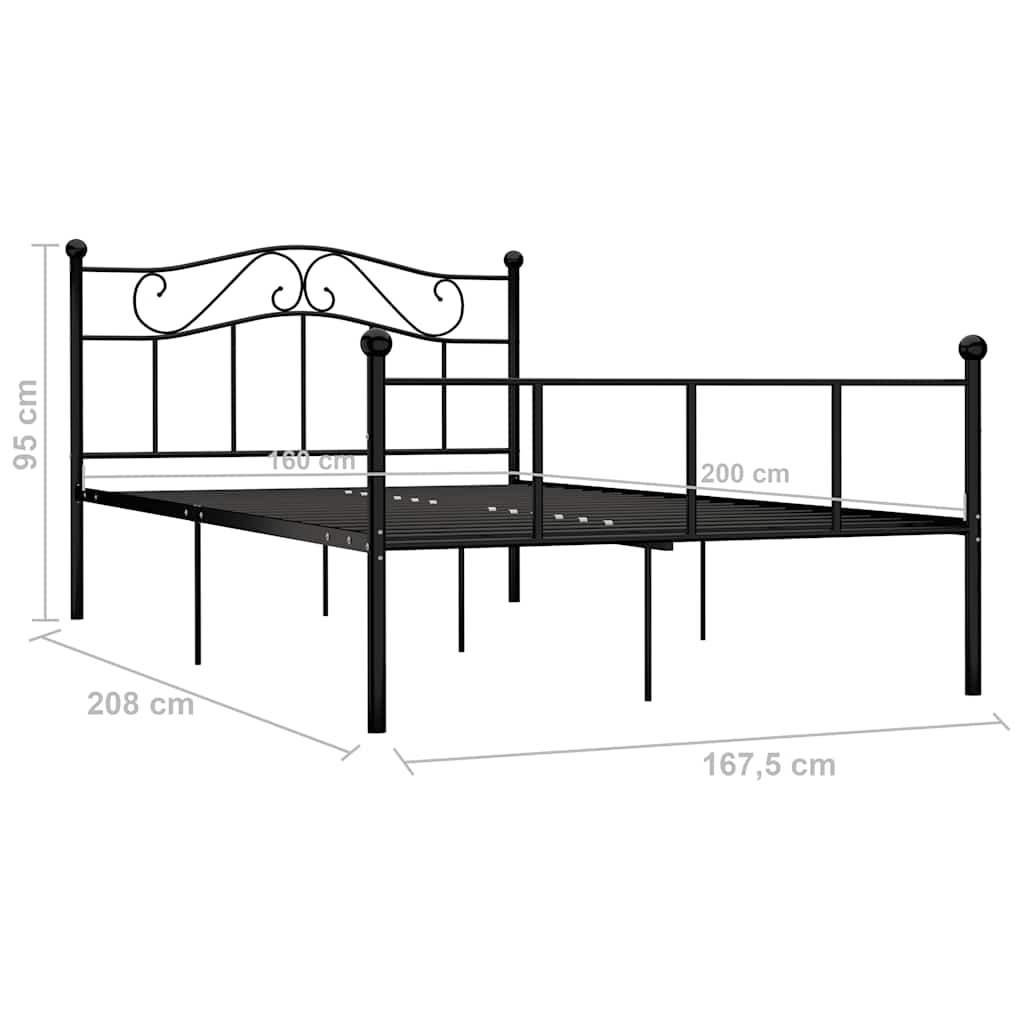 Okvir za krevet crni metalni 160 x 200 cm