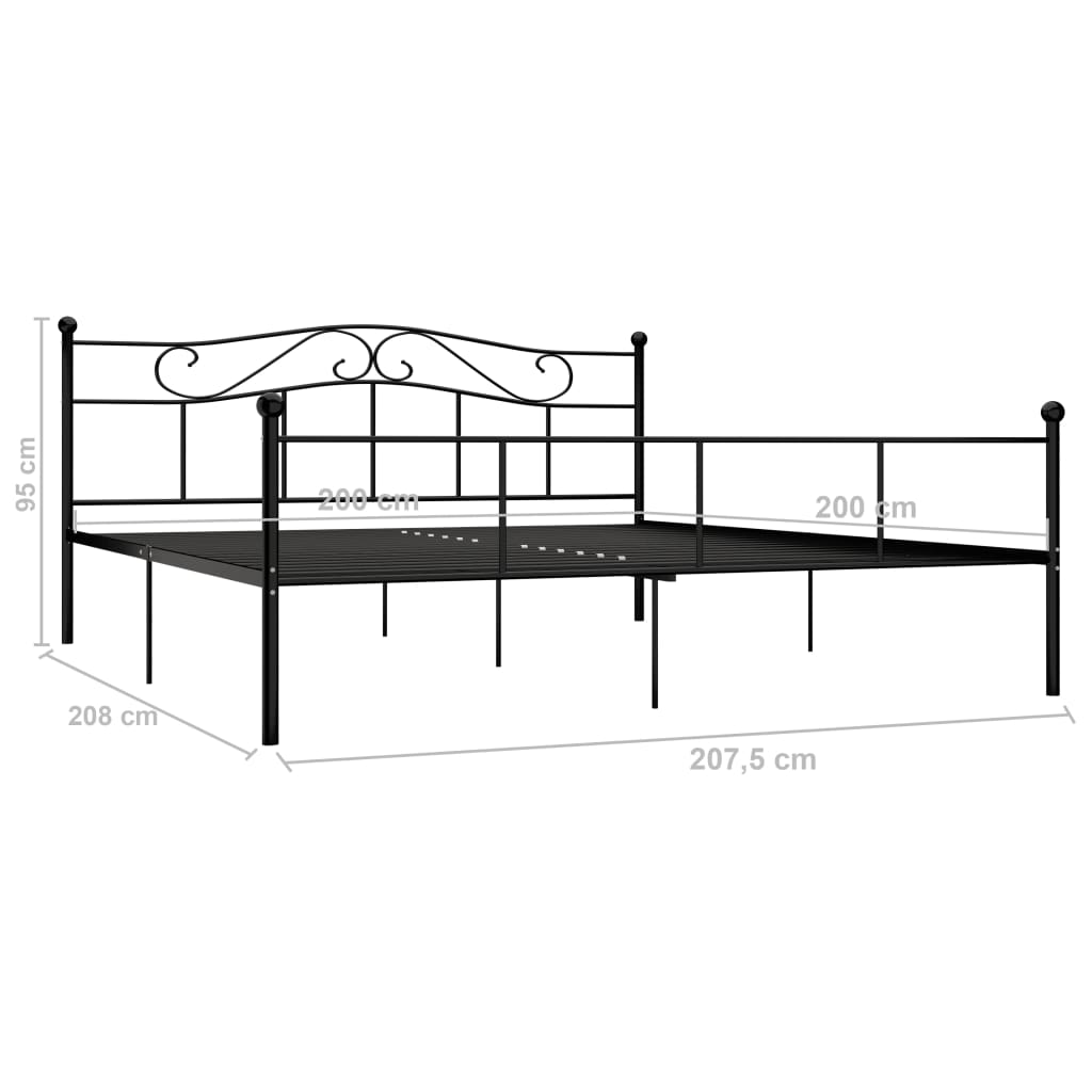 Okvir za krevet crni metalni 200 x 200 cm