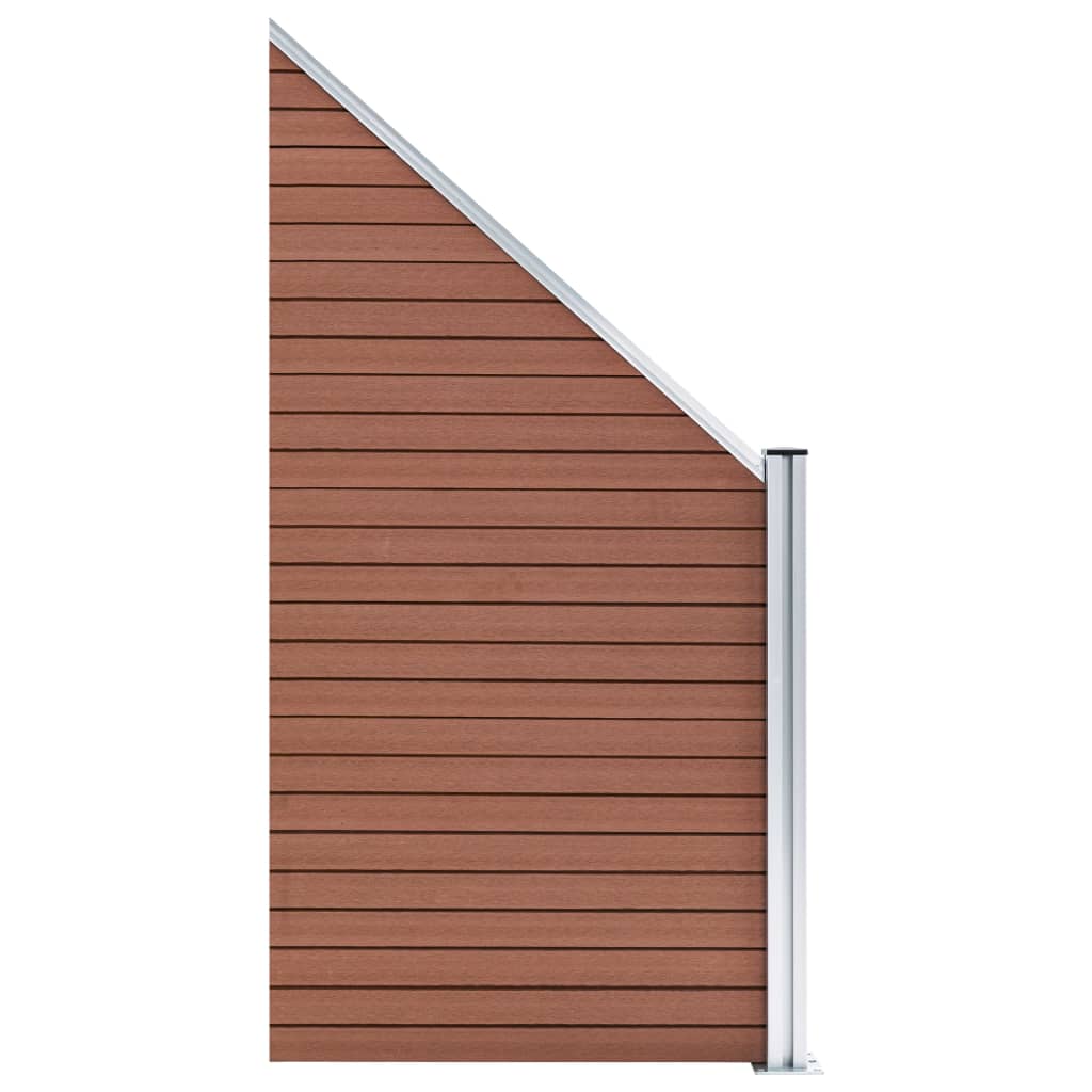 Set WPC ograda 2 kvadratne + 1 kosa 446 x 186 cm smeđi