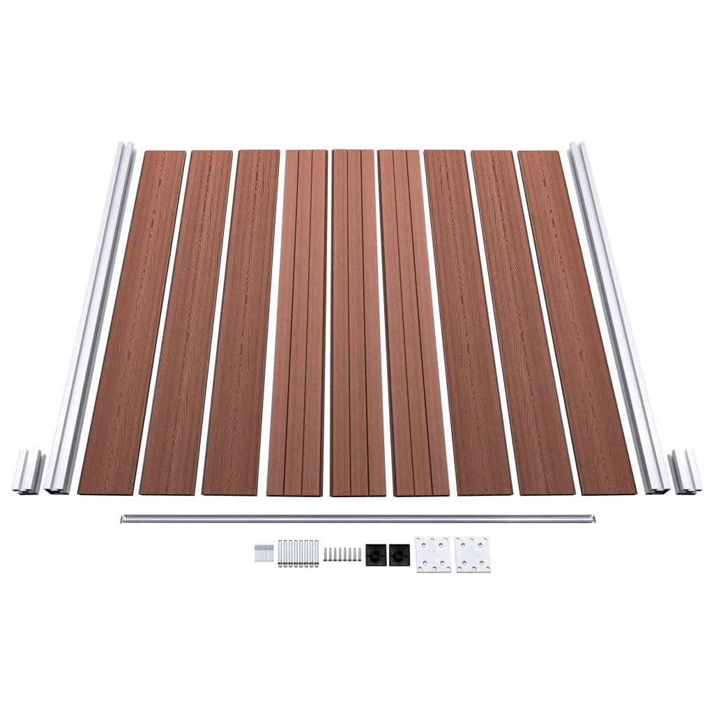 Set WPC ograda 2 kvadratne + 1 kosa 446 x 186 cm smeđi