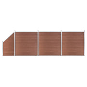 Set WPC ograda 3 kvadratne + 1 kosa 619 x 186 cm smeđi