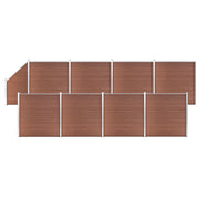 Set WPC ograda 8 kvadratnih + 1 kosa 1484 x 186 cm smeđi