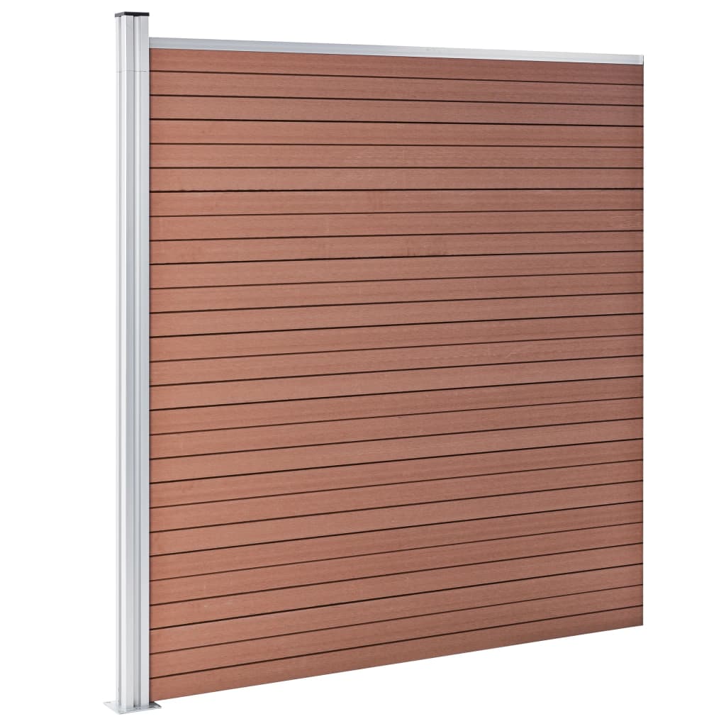 Set WPC ograda 8 kvadratnih + 1 kosa 1484 x 186 cm smeđi