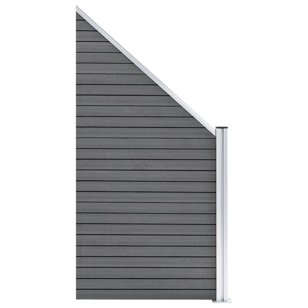 Set WPC ograda 2 kvadratne + 1 kosa 446 x 186 cm sivi