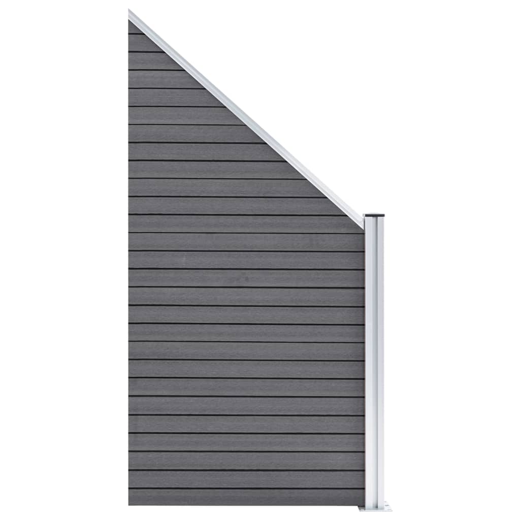 Set WPC ograda 5 kvadratnih + 1 kosa 965 x 186 cm sivi