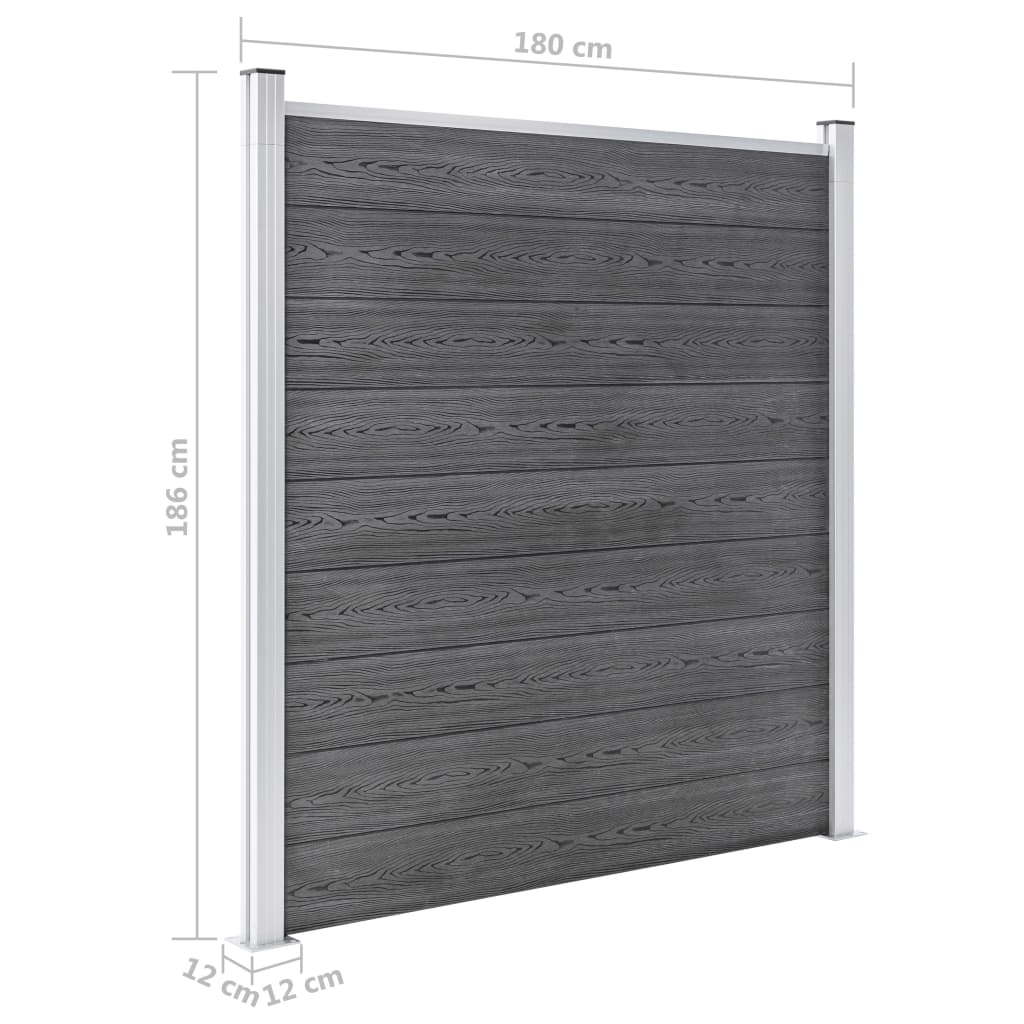 Set WPC ograda 6 kvadratnih + 1 kosa 1138 x 186 cm sivi