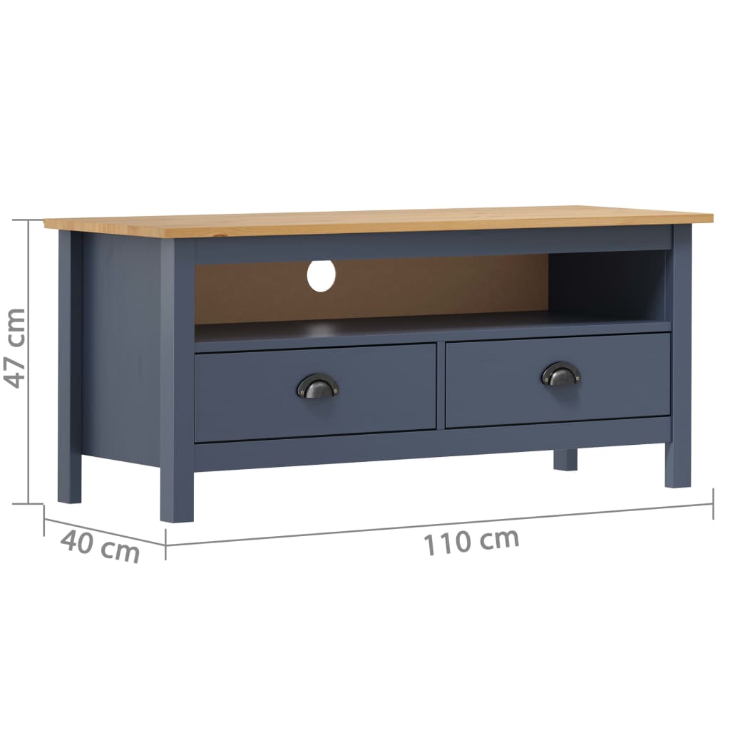 TV ormarić Hill sivi 110 x 40 x 47 cm od masivne borovine