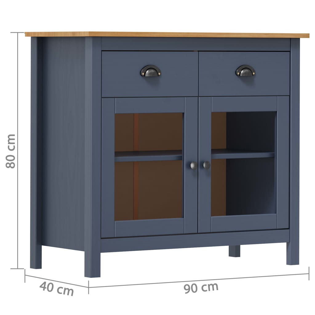 Komoda Hill siva 90 x 40 x 80 cm od masivne borovine