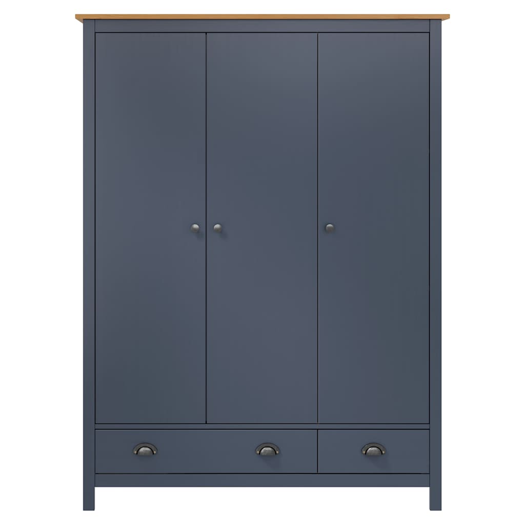 Trokrilni ormar Hill sivi 127 x 50 x 170 cm od masivne borovine