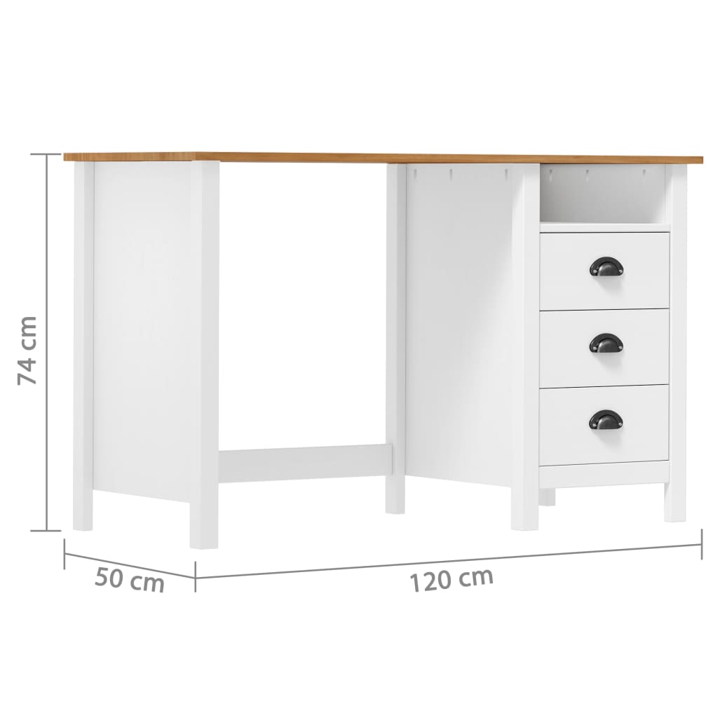Radni stol Hill s 3 ladice 120 x 50 x 74 cm od masivne borovine