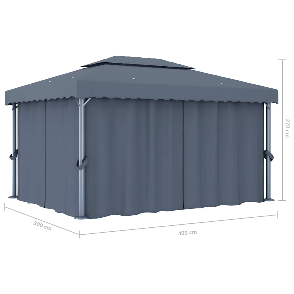 Sjenica sa zastorom 4 x 3 m antracit aluminijska