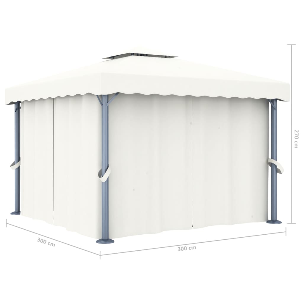 Sjenica sa zastorom 3 x 3 m krem bijela aluminijska