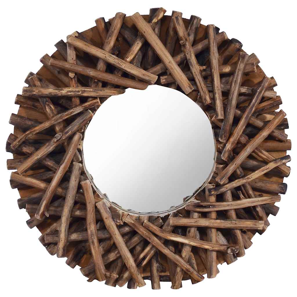 Zidno ogledalo od tikovine 60 cm okruglo