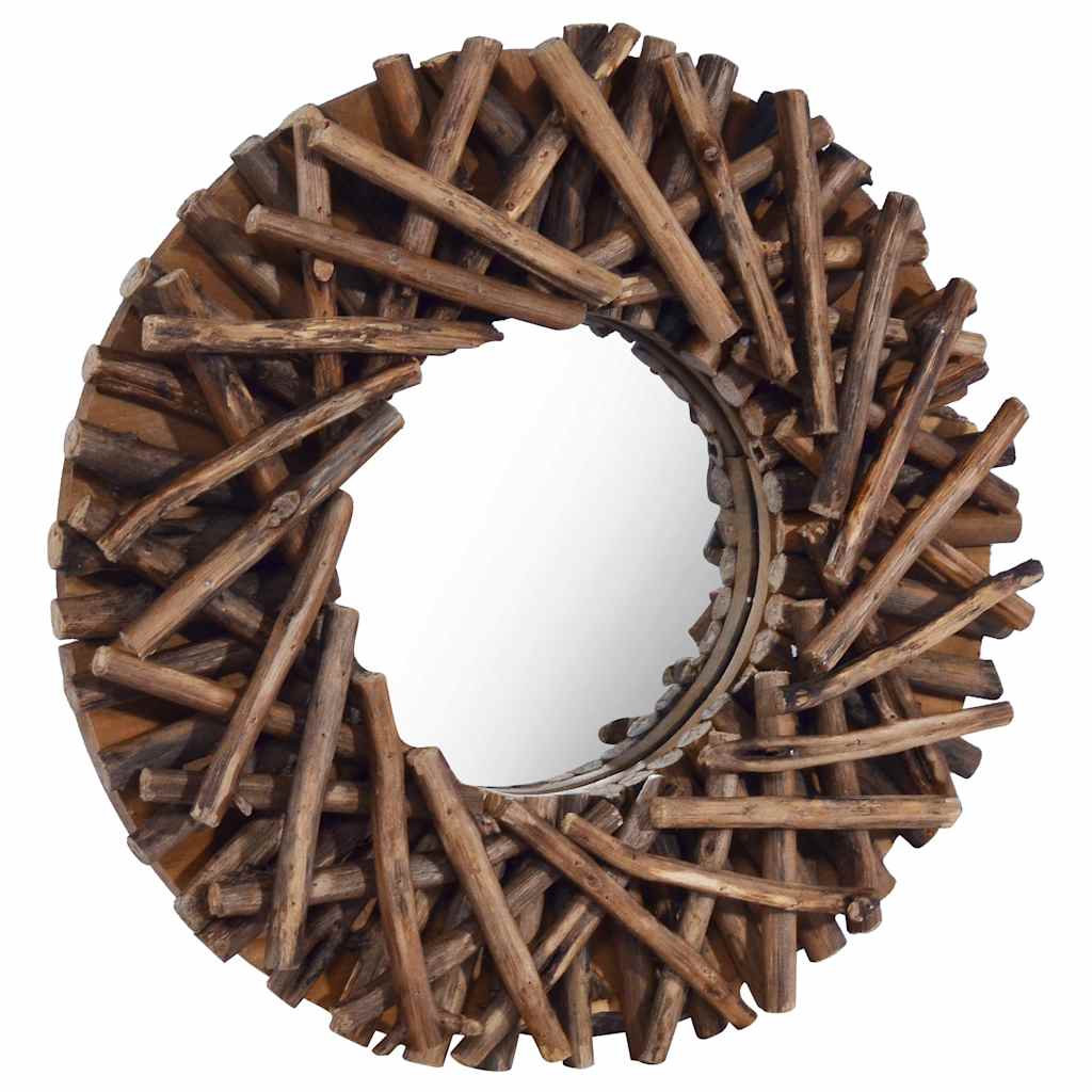 Zidno ogledalo od tikovine 60 cm okruglo
