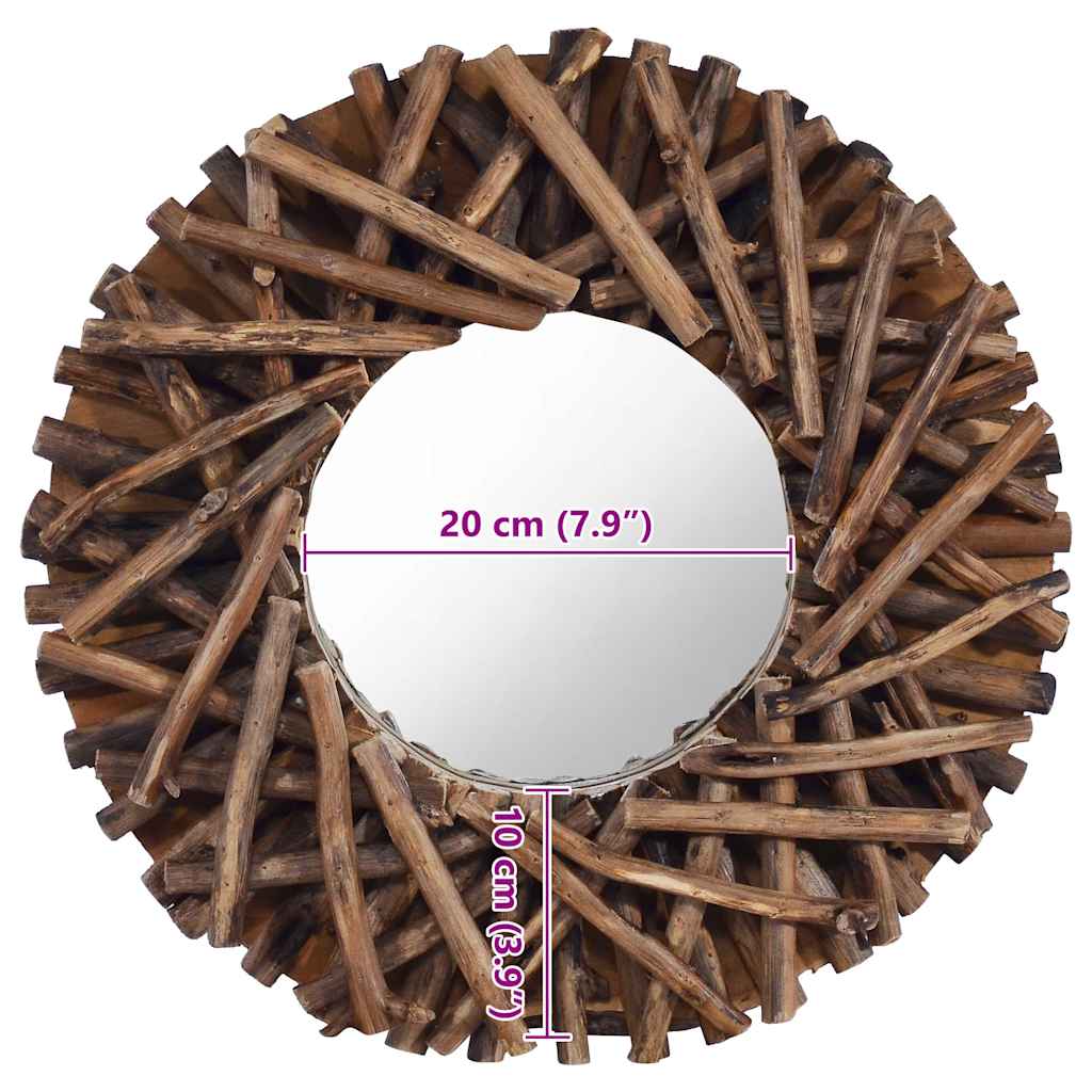 Zidno ogledalo od tikovine 60 cm okruglo