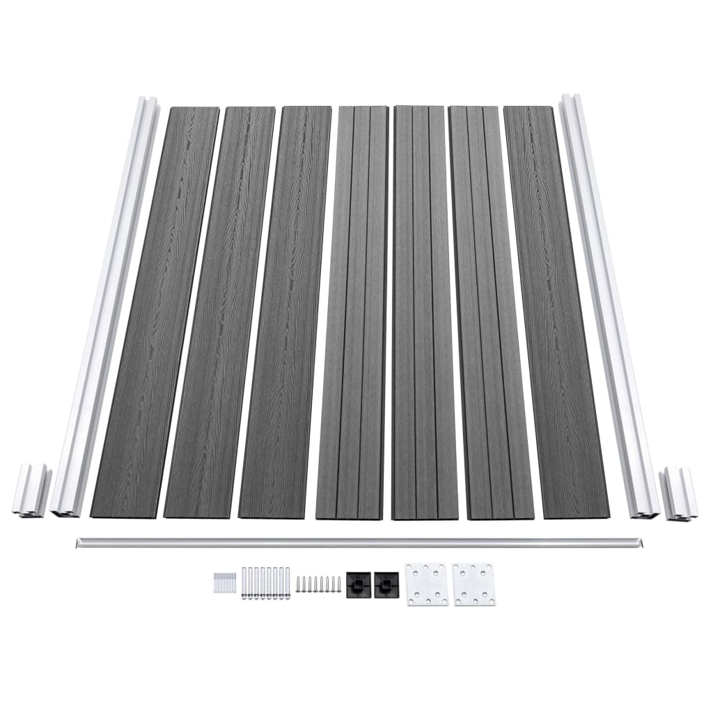 Set WPC ograda 1 kvadratna + 1 kosa 273 x 186 cm sivi