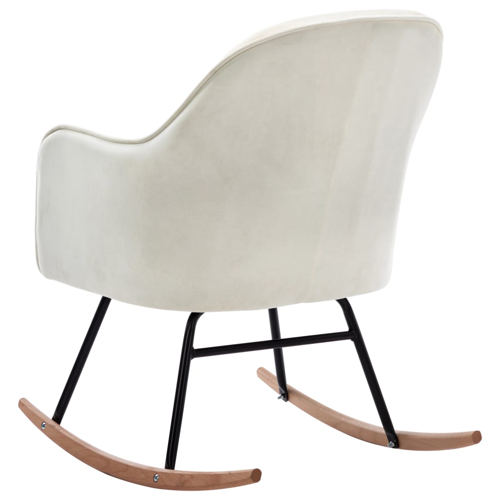 Stolica za ljuljanje krem-bijela baršunasta
