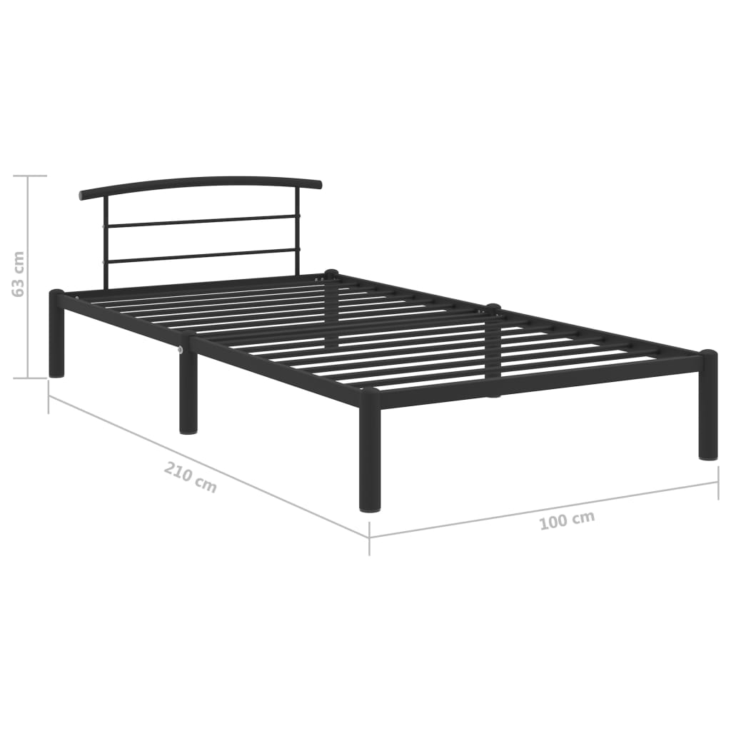 Okvir za krevet crni metalni 90 x 200 cm