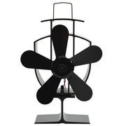 Ventilator za peć na toplinski pogon s 5 lopatica crni