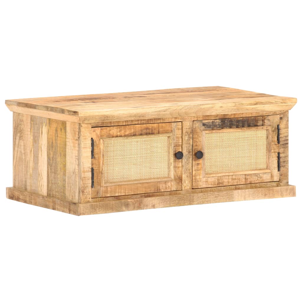 Stolić za kavu 90x50x35 cm masivno drvo manga i prirodna trska