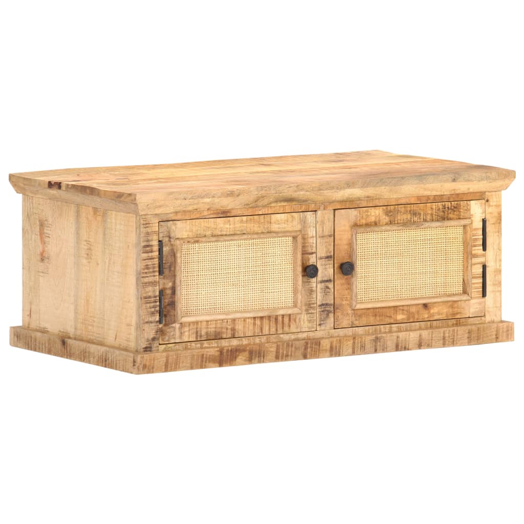 Stolić za kavu 90x50x35 cm masivno drvo manga i prirodna trska