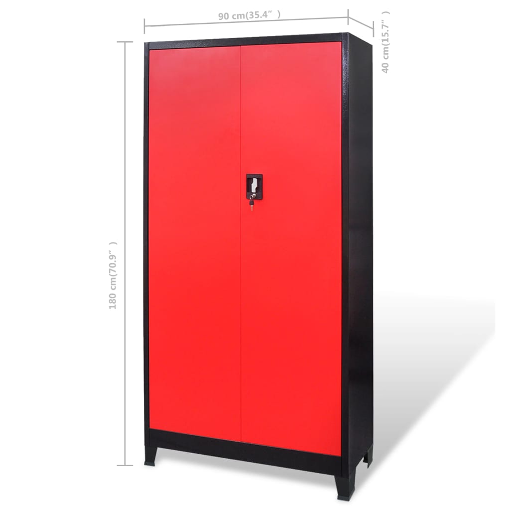 Ormar za alat s kutijom čelični 90 x 40 x 180 cm crveno-crni