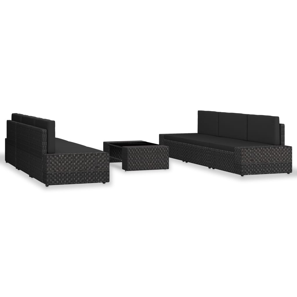 7-dijelna vrtna garnitura od poliratana crna