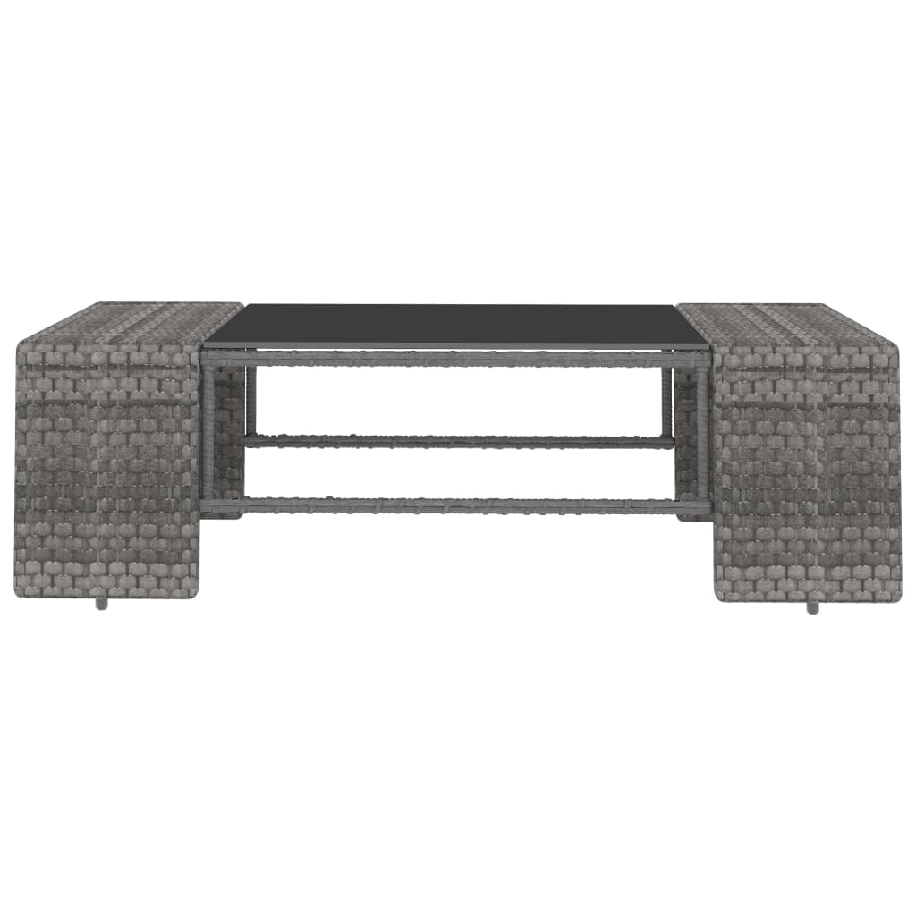 4-dijelna vrtna garnitura od poliratana siva