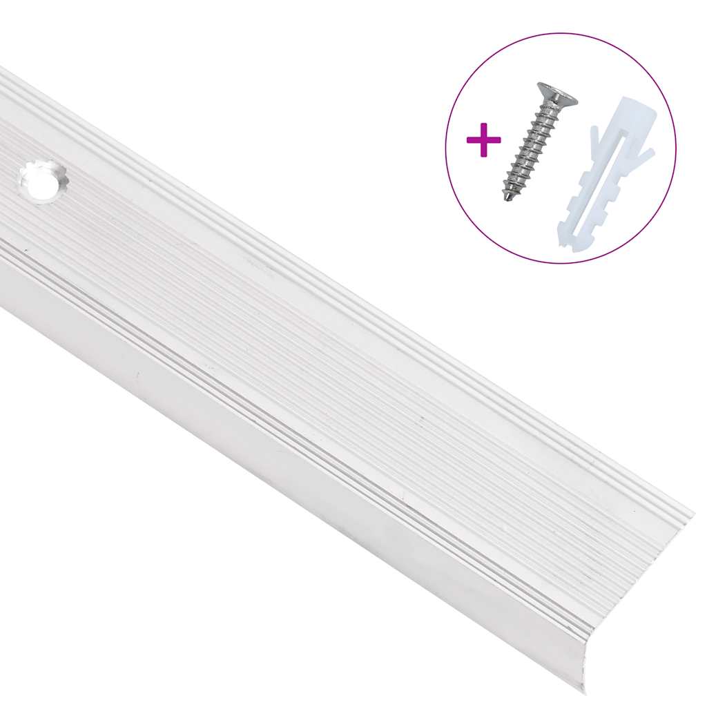 Rubnjaci za stepenice L-oblik 15 kom aluminijski 90 cm srebrni