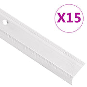 Rubnjaci za stepenice L-oblik 15 kom aluminijski 90 cm srebrni
