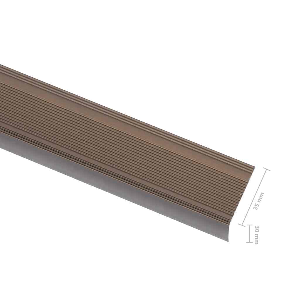 Rubnjaci za stepenice L-oblika 5 kom aluminijski 90 cm smeđi