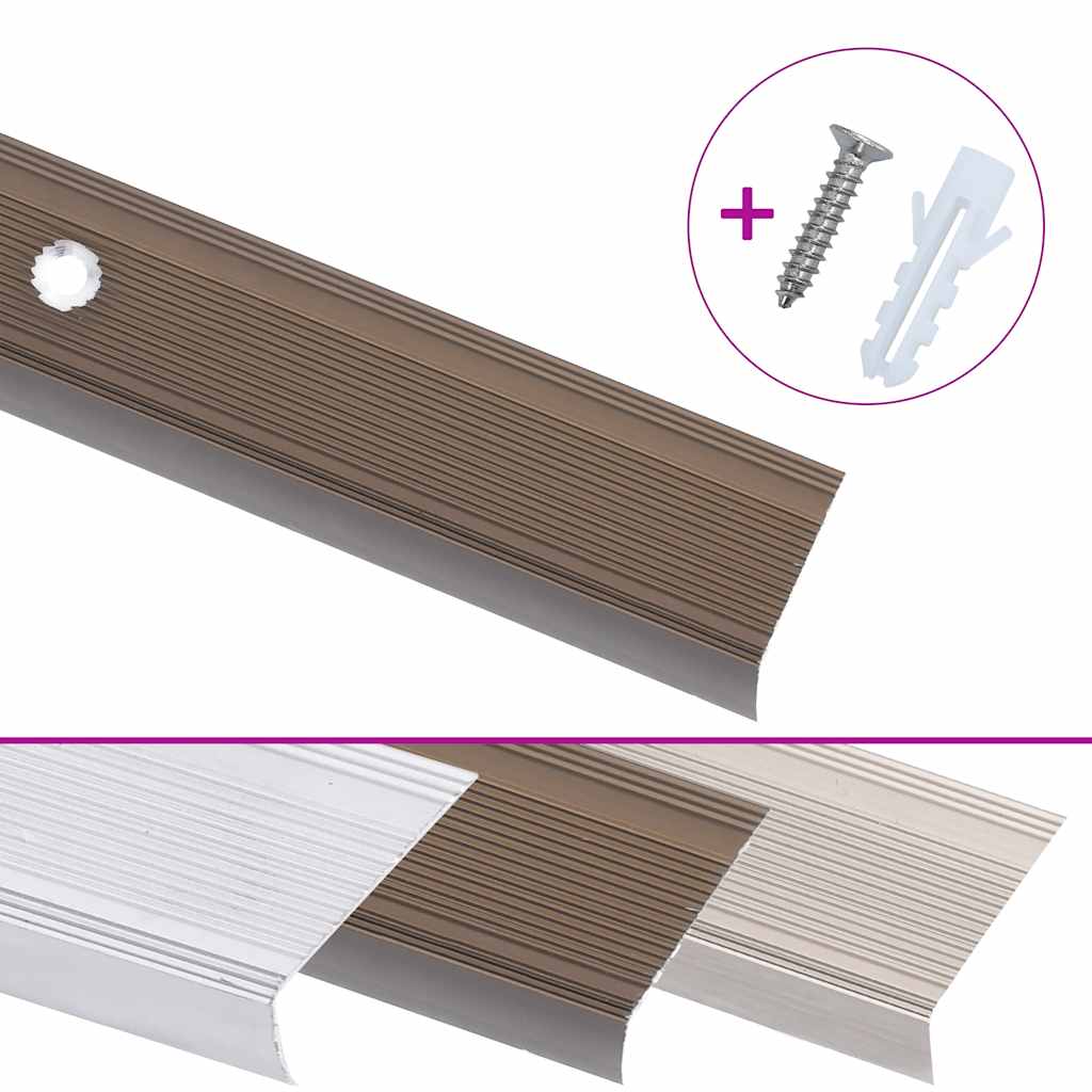 Rubnjaci za stepenice L-oblika 15 kom aluminijski 90 cm smeđi