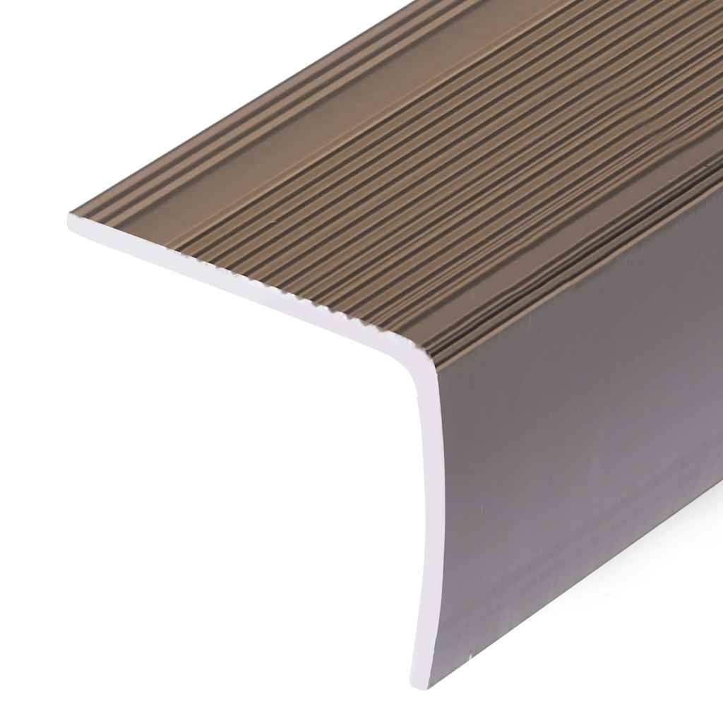 Rubnjaci za stepenice L-oblika 15 kom aluminijski 90 cm smeđi