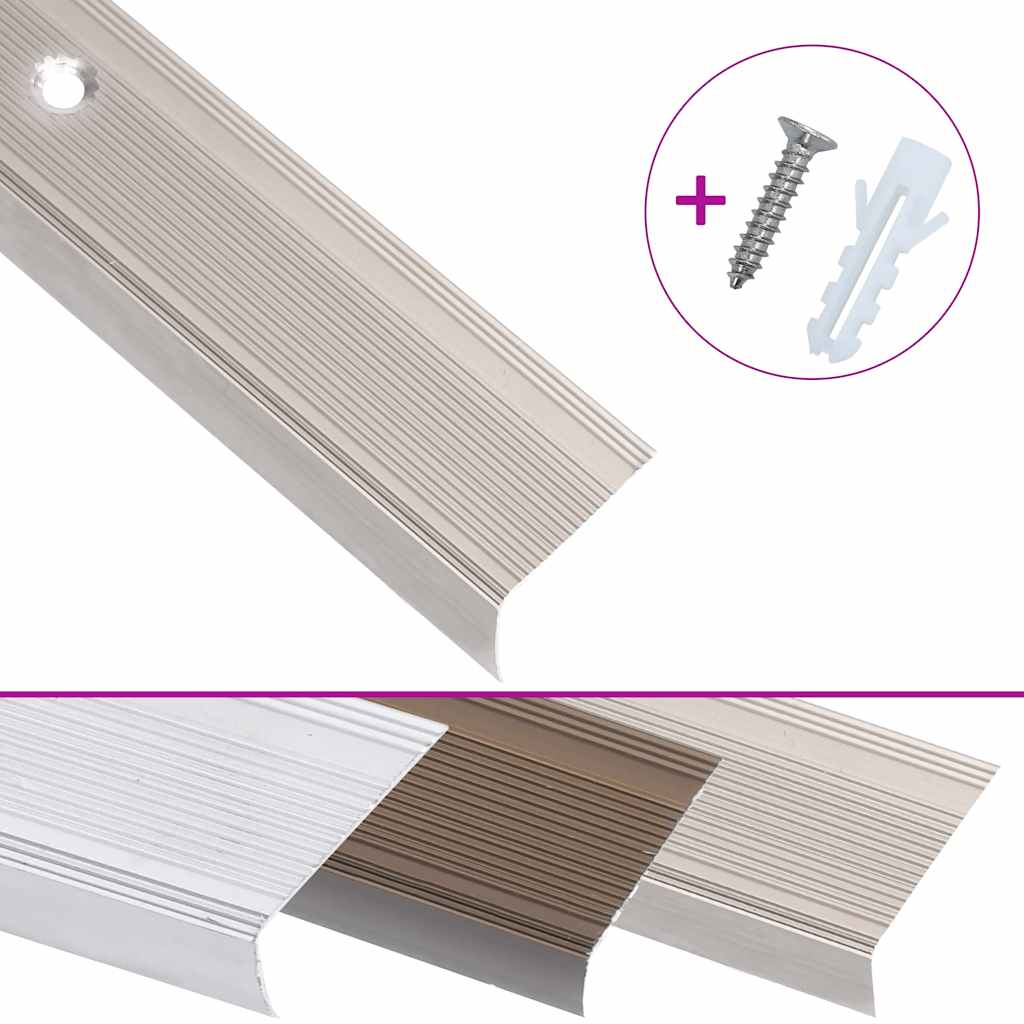 Rubnjaci za stepenice L-oblika 5 kom aluminijski 90 cm bež