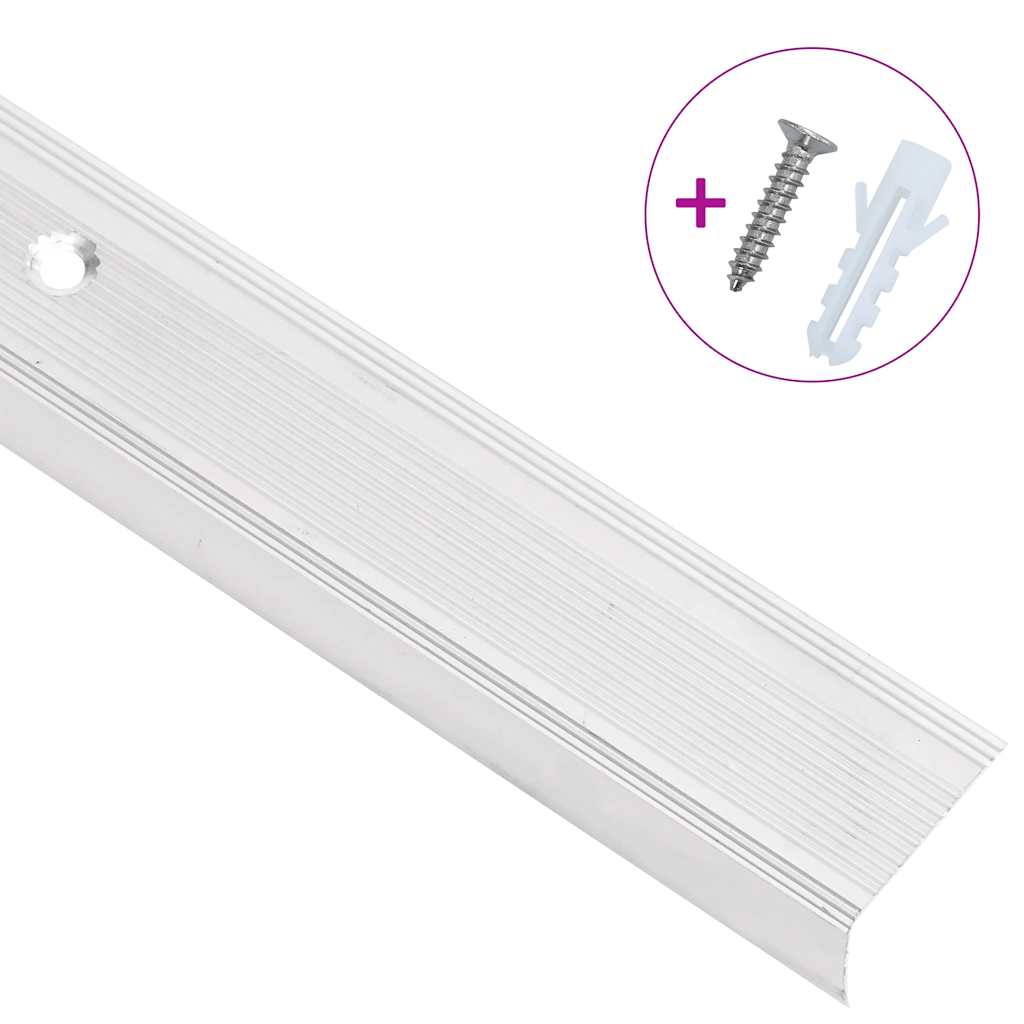 Rubnjaci za stepenice L-oblika 5 kom aluminijski 100 cm srebrni