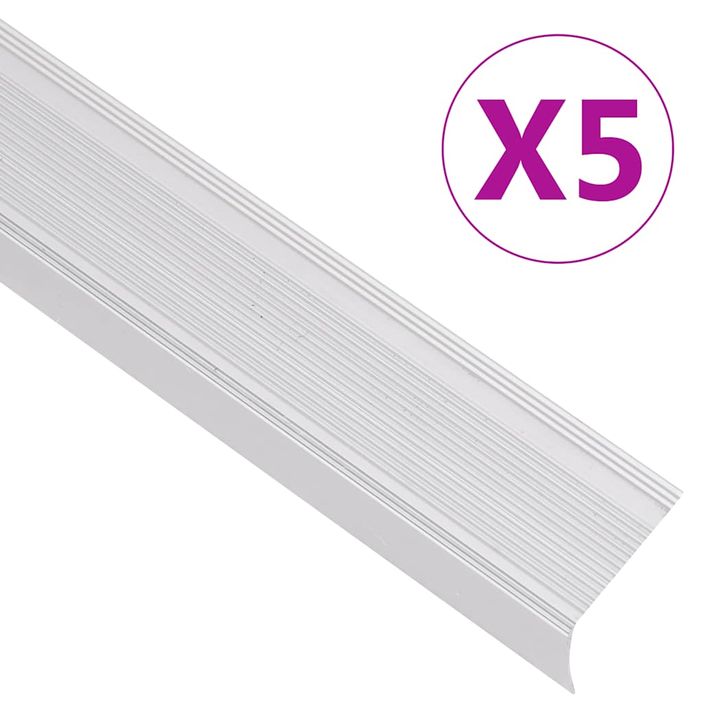 Rubnjaci za stepenice L-oblika 5 kom aluminijski 100 cm srebrni