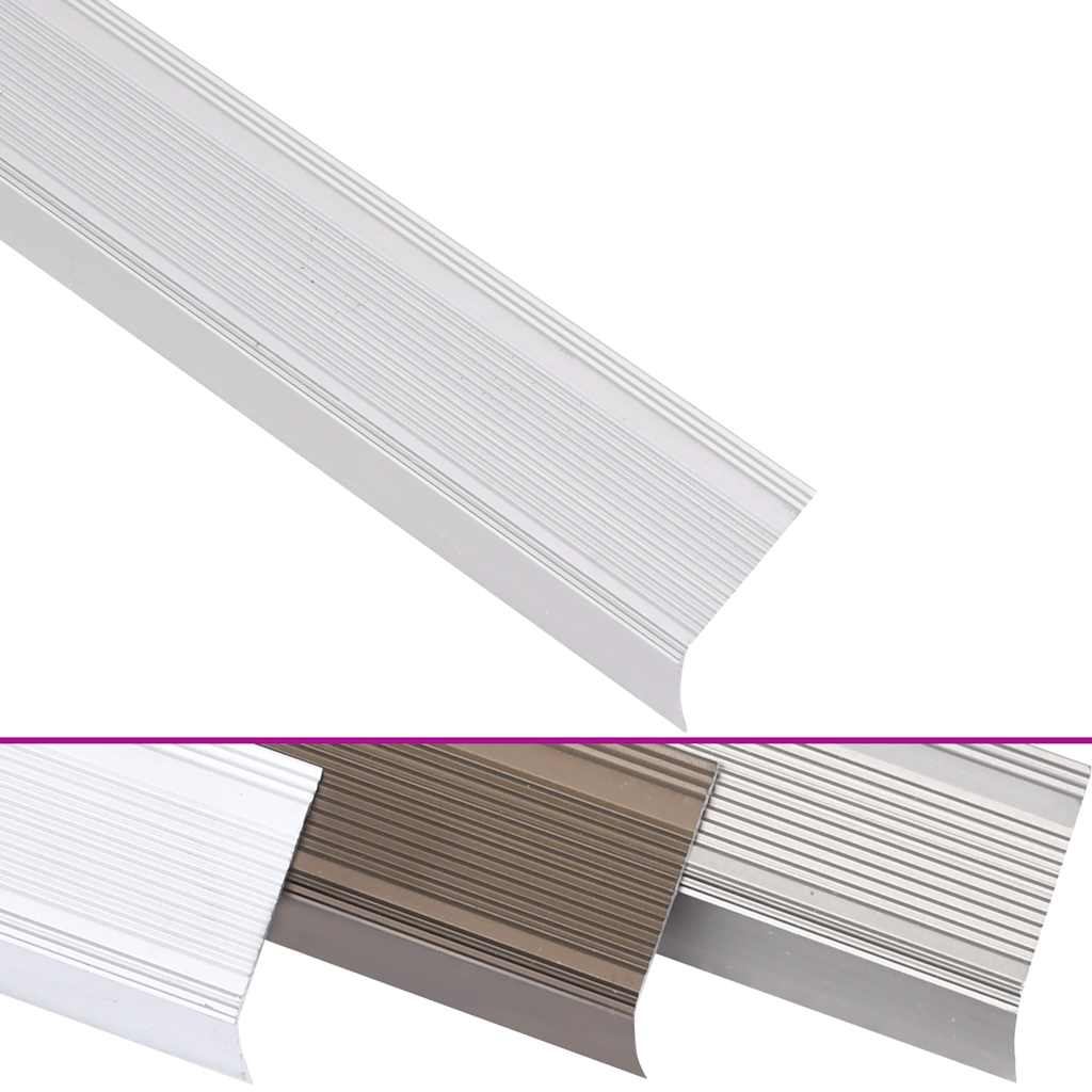 Rubnjaci za stepenice L-oblika 5 kom aluminijski 100 cm srebrni