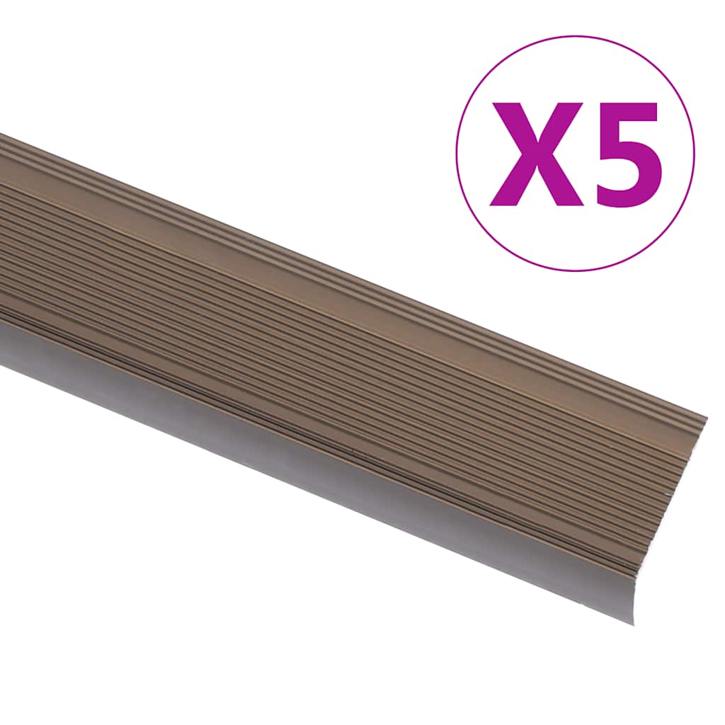 Rubnjaci za stepenice L-oblika 5 kom aluminijski 100 cm smeđi