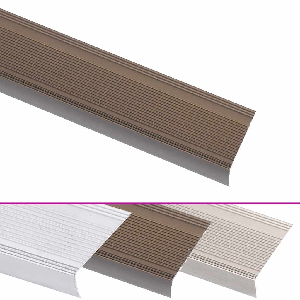 Rubnjaci za stepenice L-oblika 5 kom aluminijski 100 cm smeđi