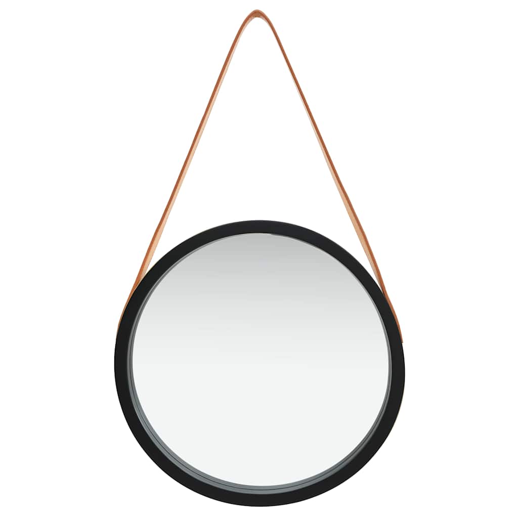 Zidno ogledalo s trakom 40 cm crno
