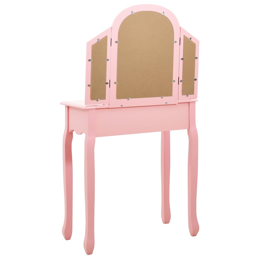 Toaletni stolić sa stolcem rozi 65x36x128 cm paulovnija i MDF