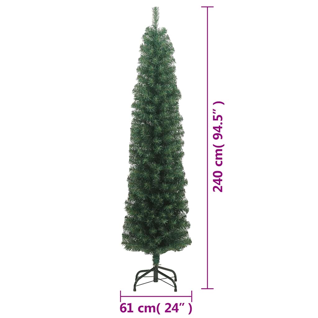 Tanko umjetno božićno drvce sa stalkom zeleno 240 cm PVC